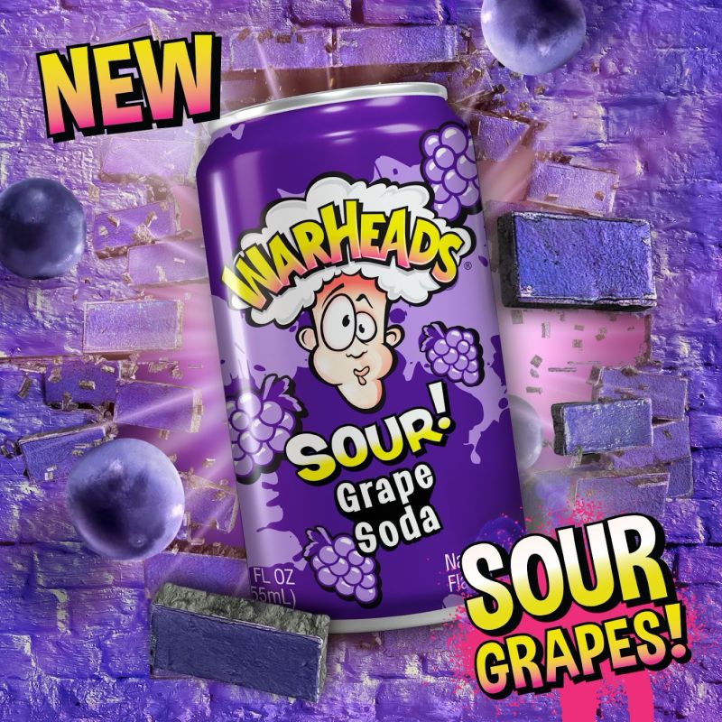 Warheads Sour Grape Soda 355ml | وور هيدز مشروب بنكهة العنب الحامض - 2kShopping