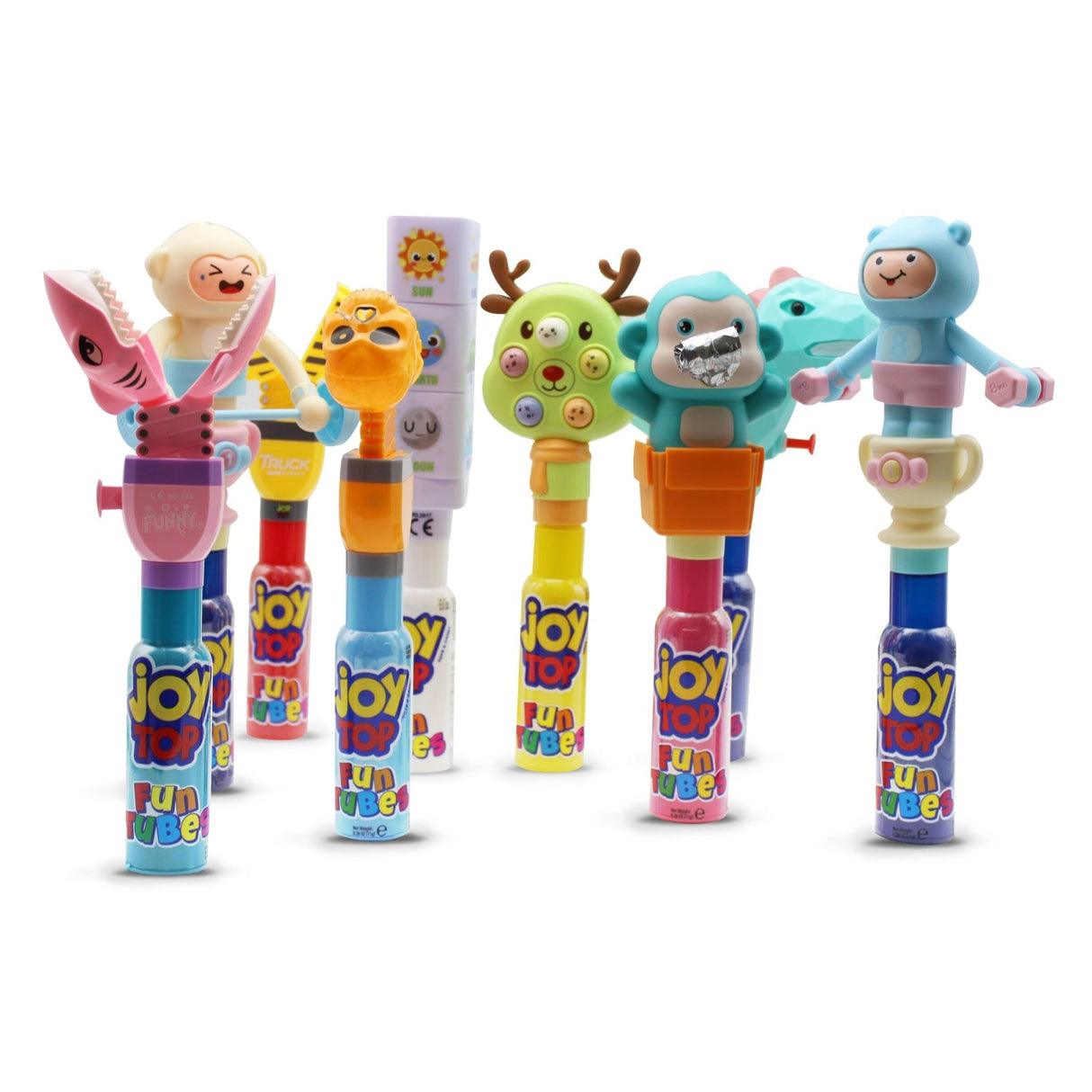 Joytop Fun Tubes Lollipop with Toys Plastic Stand 135 x 11g | جوي توب مصاصة مع ألعاب - 2kShopping