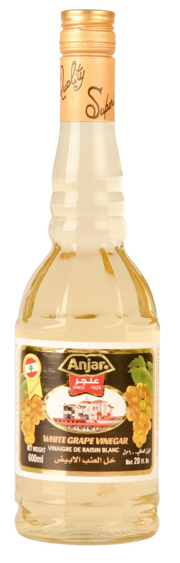 Anjar White Grape Vinegar Box 12 Pcs x 600ml | عنجر خل العنب الأبيض - 2kShopping
