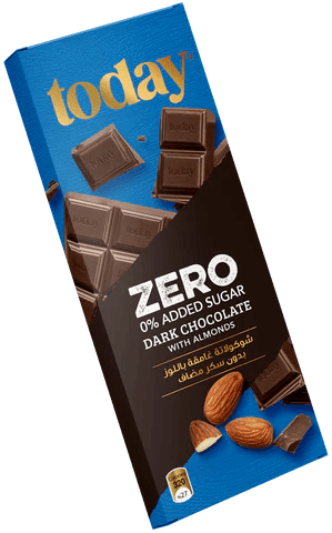 Today Zero Sugar Dark Chocolate Almond 60g | توداي شوكولاتة غامقة باللوز - 2kShopping