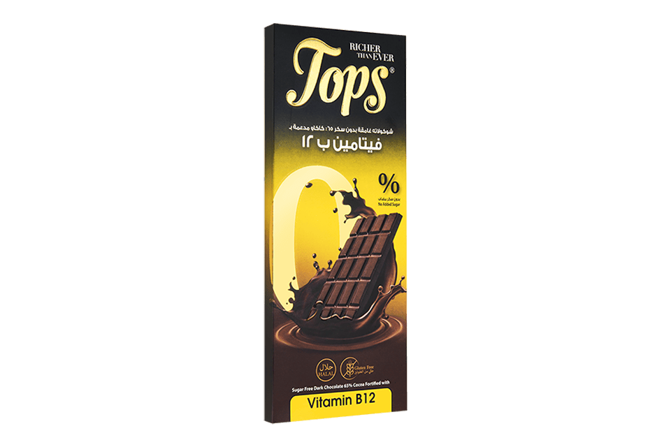 Tops Chocolate Bar Dark Sugar - Free with Vit B12 Pack 12 X 50g - 2kShopping