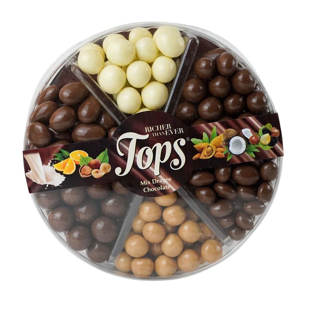 Tops Dragee Mixed - Round Box 450g | توبس شوكولا دراجيه ميكس - 2kShopping