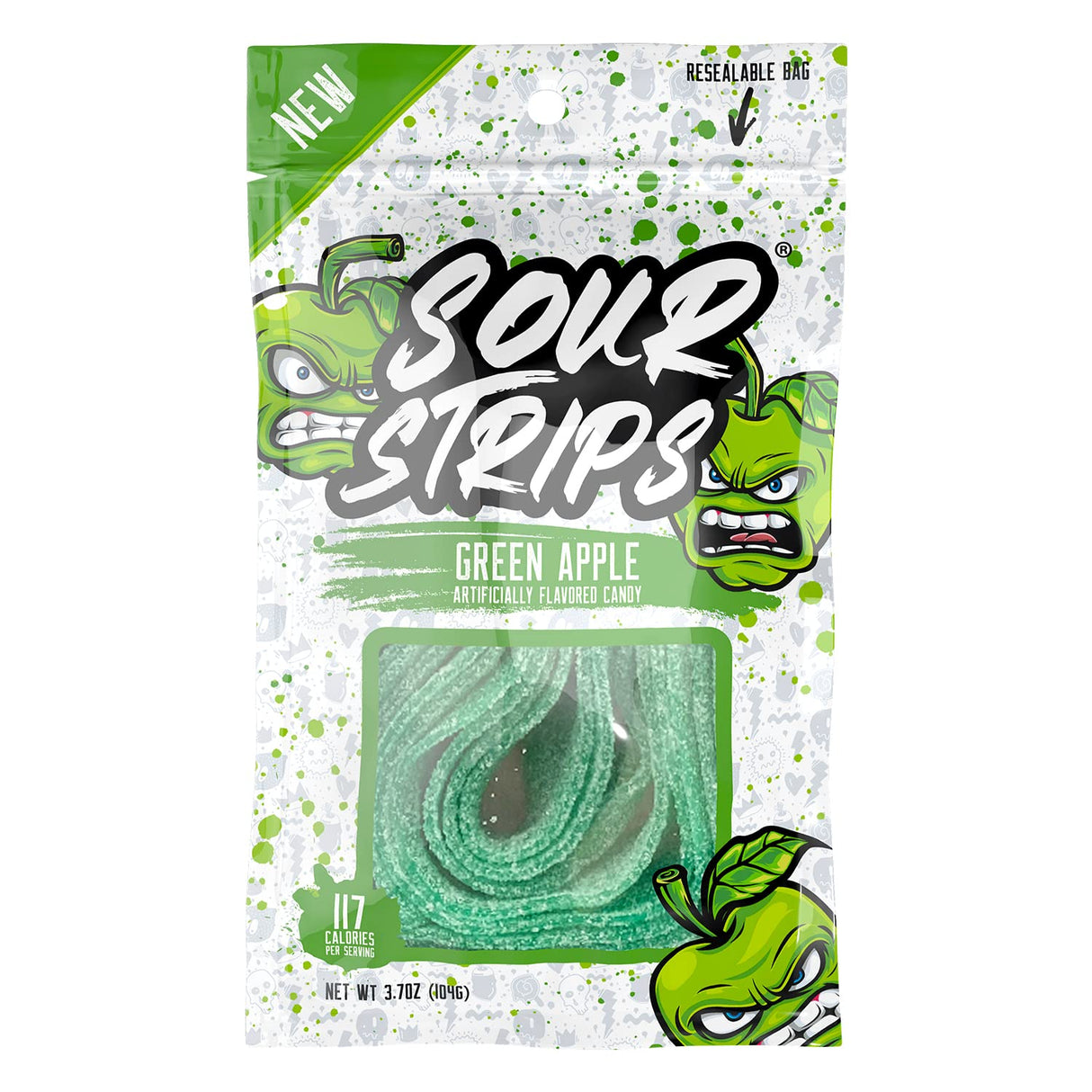 Sour Strips Green Apple Flavored Candy 96g - 2kShopping
