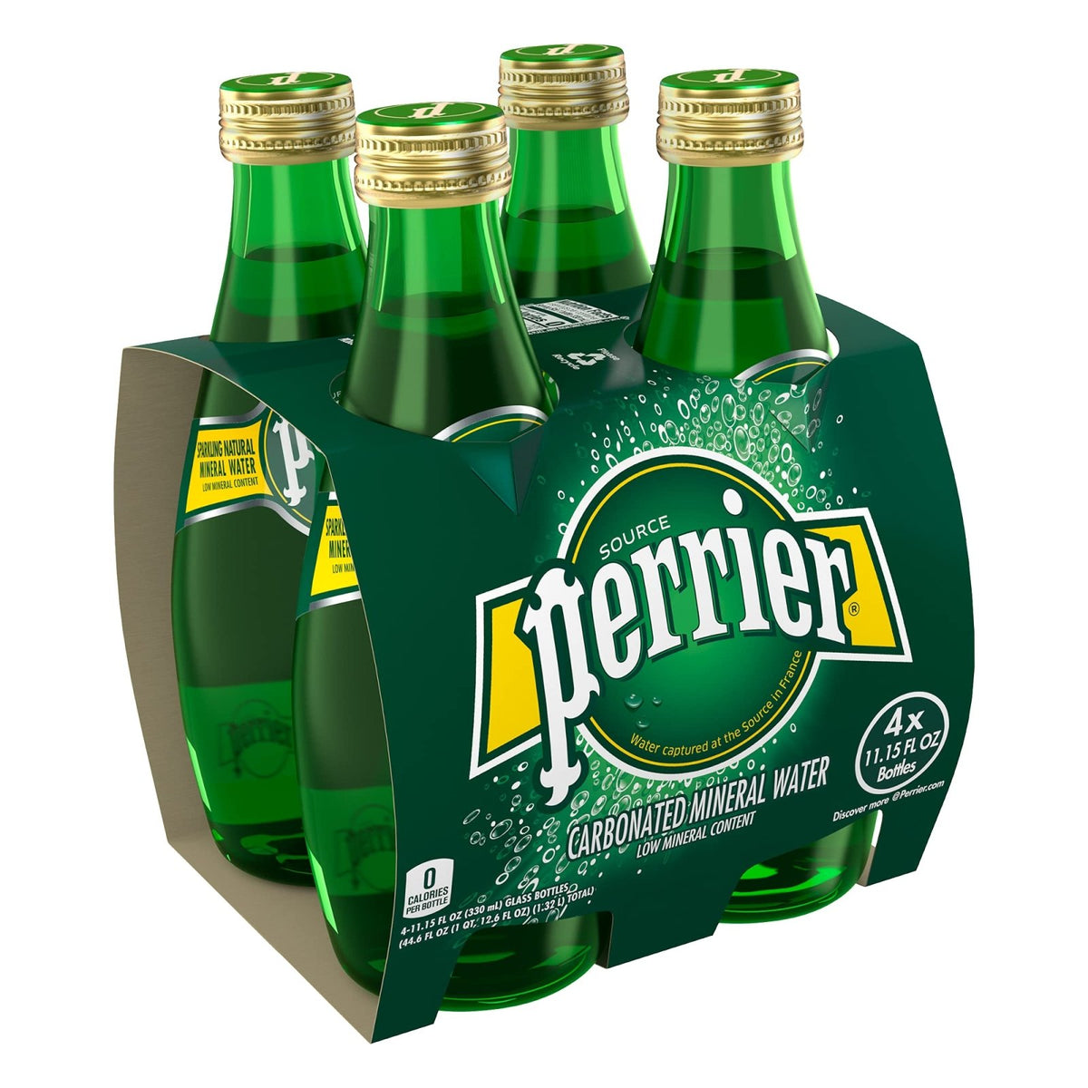 Perrier Carbonated Mineral Water Pack 4 x 330ml | مياه بيرييه المعدنية الغازية - 2kShopping
