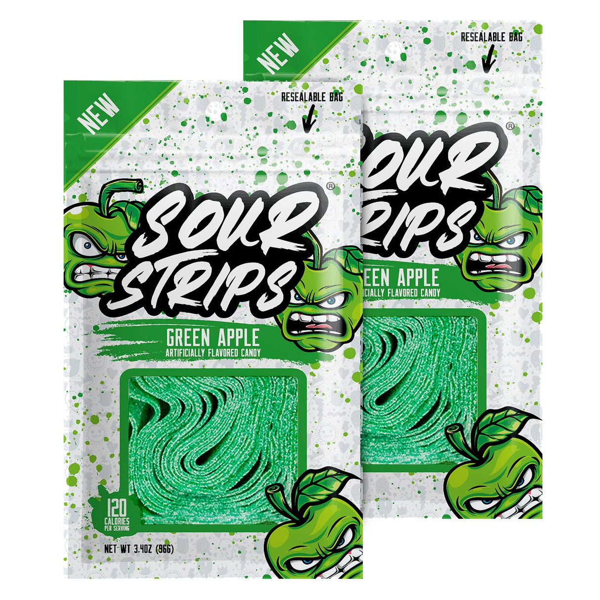 Sour Strips Green Apple Flavored Candy 96g - 2kShopping