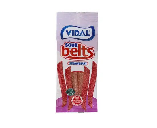 VIDAL Strawberry Belts 90g | فيدال حلوى الفراولة الحامضة - 2kShopping