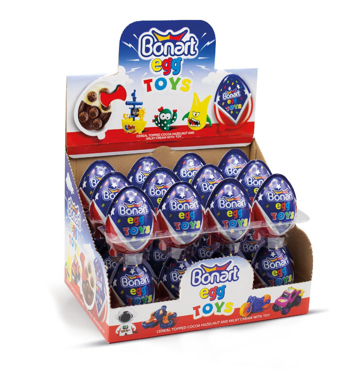 Bonart Egg with Surprise Toy for Boys 24 X 25g | بونارت بيضة مع لعبة للأولاد - 2kShopping