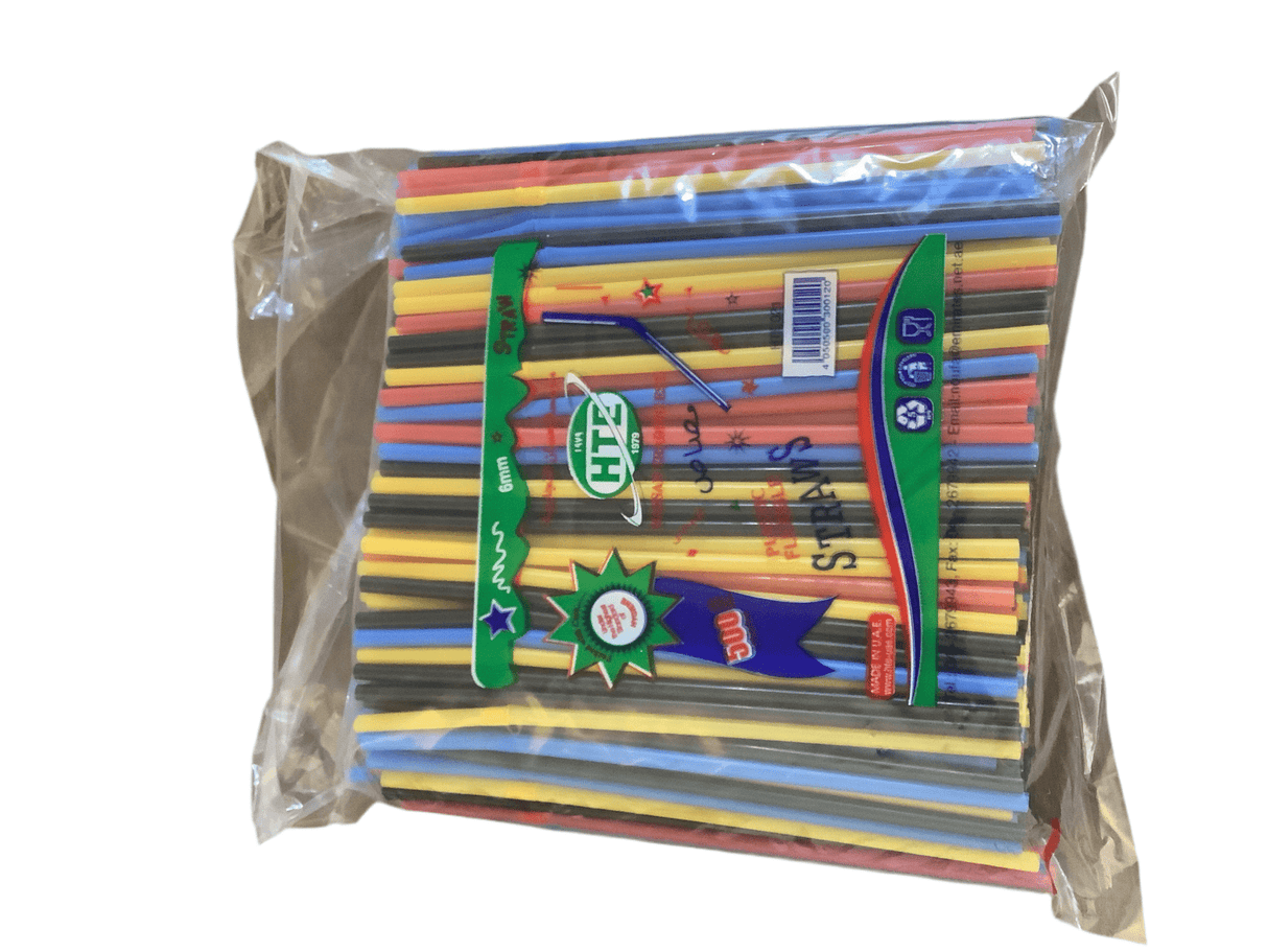 HTE Disposable Plastic Flexible Straw 500Pcs | مصاصات بلاستيكية - 2kShopping