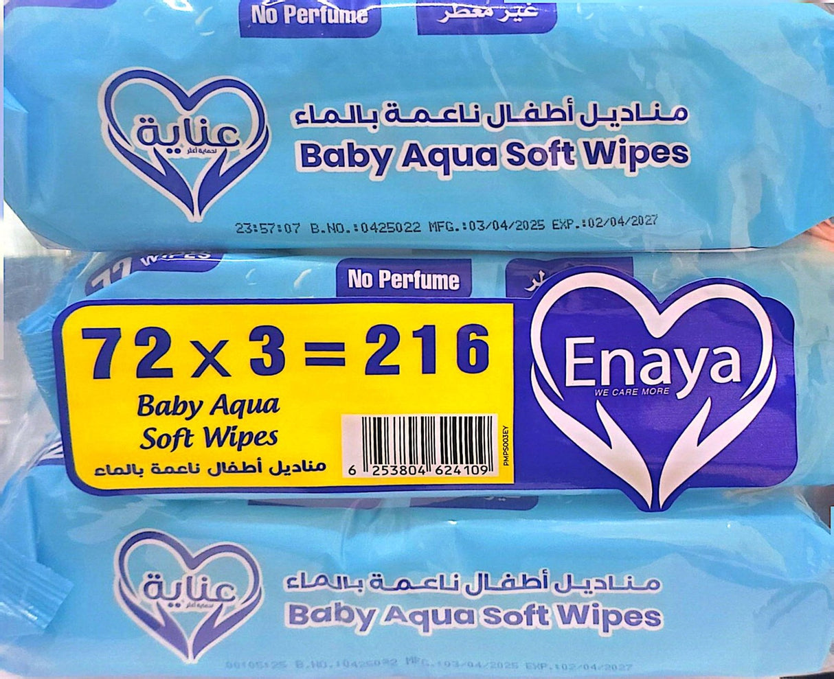 Enaya Baby Aqua Soft Wipe (Blue) 3Packs | إينايا مناديل مبللة للأطفال (أزرق) - 2kShopping
