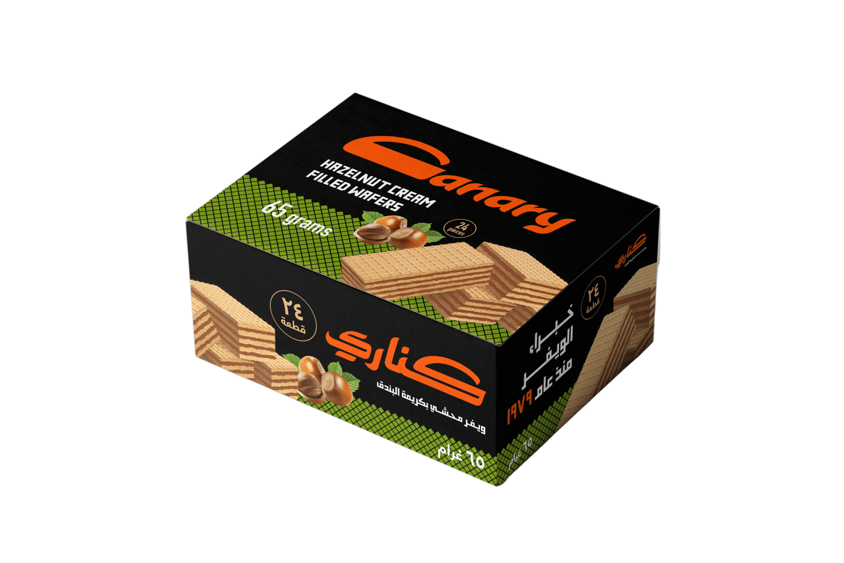 Canary Wafer with Hazelnut Cream 24 x 65g | بسكويت كناري كبير بالبندق - 2kShopping