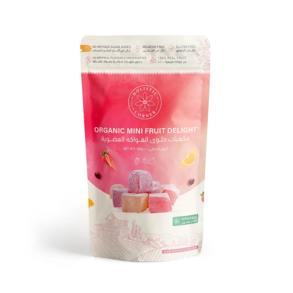 Holistic Corner Organic Mini Fruit Delight 100g | مكعبات حلوى الفواكه العضوية - 2kShopping