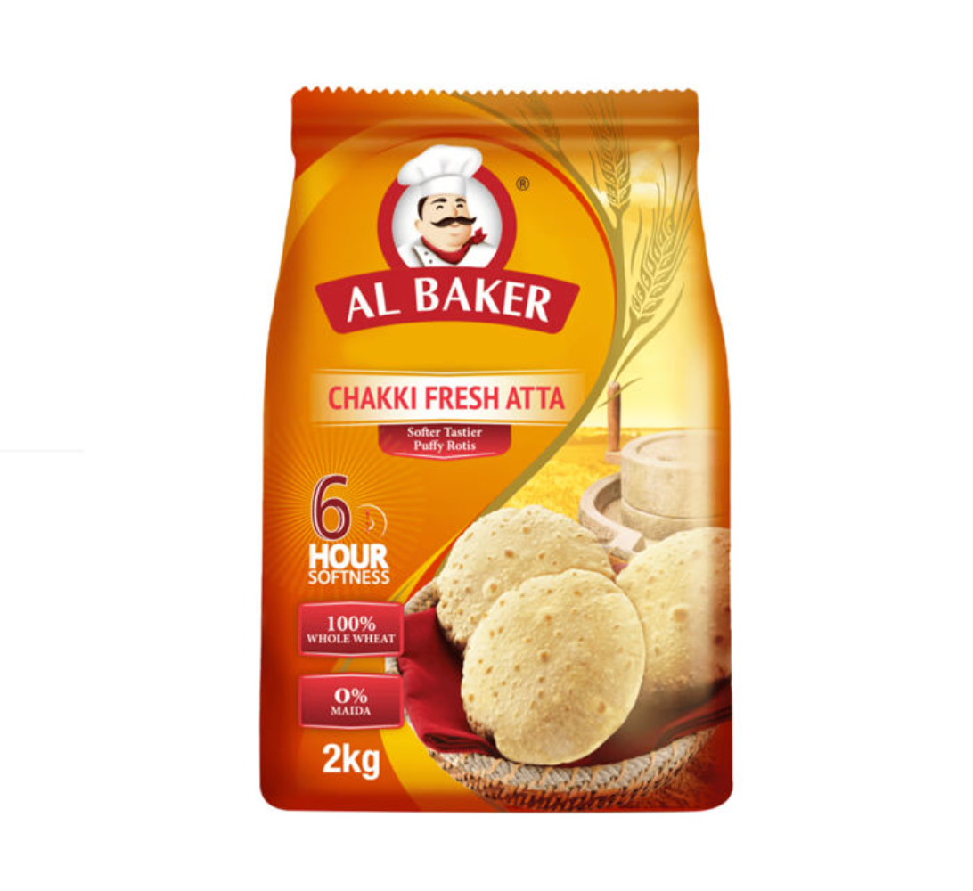 Al Baker Chakki Fresh Atta Flour 2Kg | البيكر طحين قمح كامل