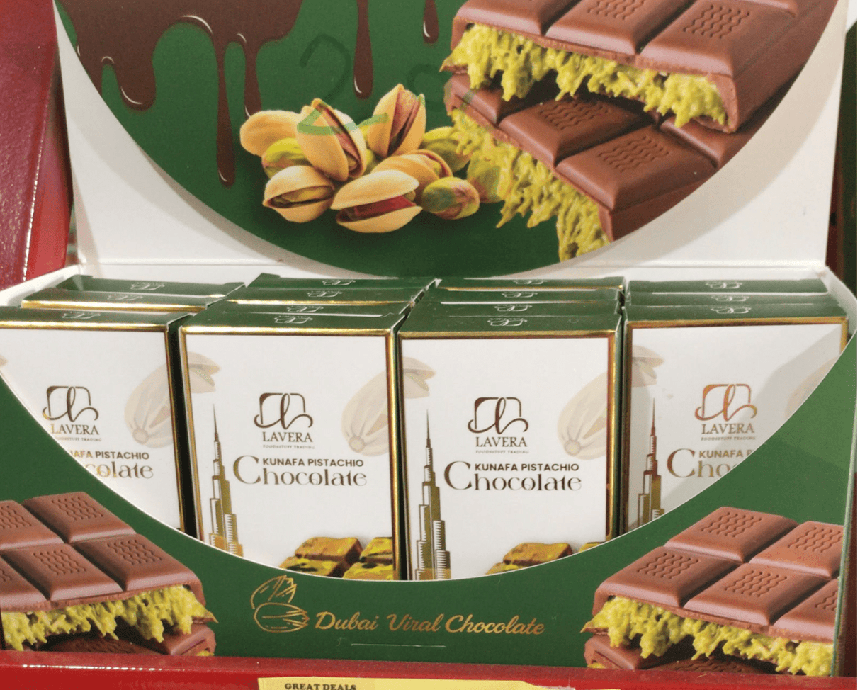 Lavera Dubai Chocolate Bar Kunafa 40g | لوح شوكولاتة دبي - 2kShopping