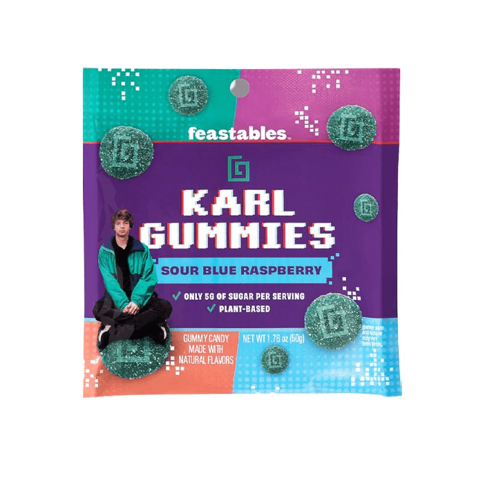Mr Beast Karl Gummies Sour Blue Raspberry | حلويات جيلي كارل بالتوت الازرق الحامض - 2kShopping