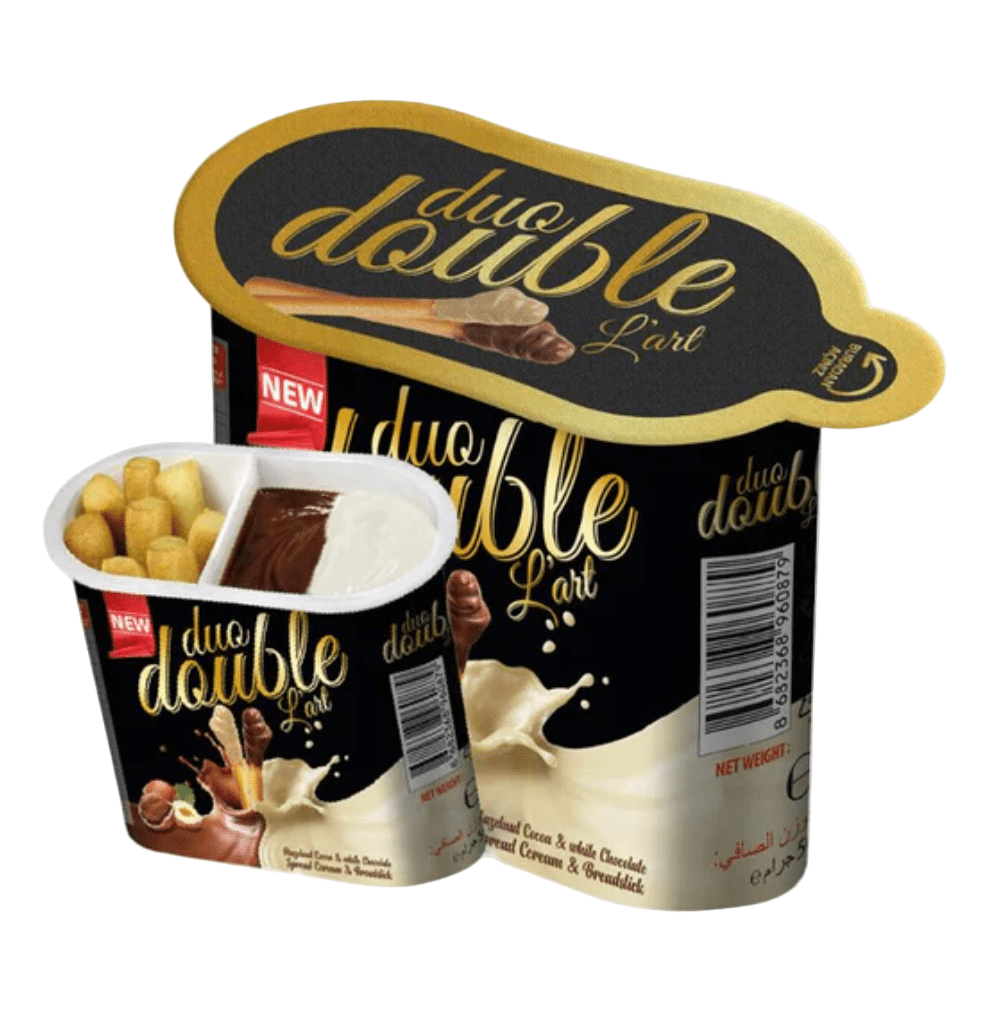 Duo Double Lart Hazelnut Cream with Breadsticks 50g | ديو دبل لارت كريمة البندق مع اصابع البسكويت - 2kShopping