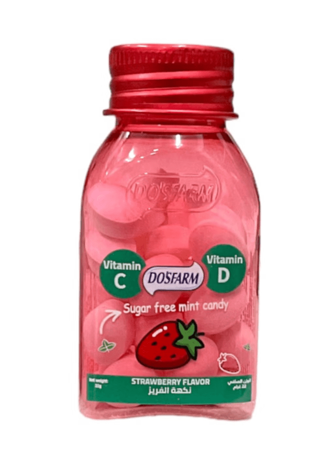 DosFarm Sugar - Free Mint Candy Strawberry Flavor 22g | دوس فارم حلوى المنت بالفراولة - 2kShopping