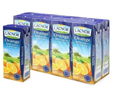 Lacnor Orange Juice 8Pcs*180 ml | لاكنور عصير برتقال - 2kShopping