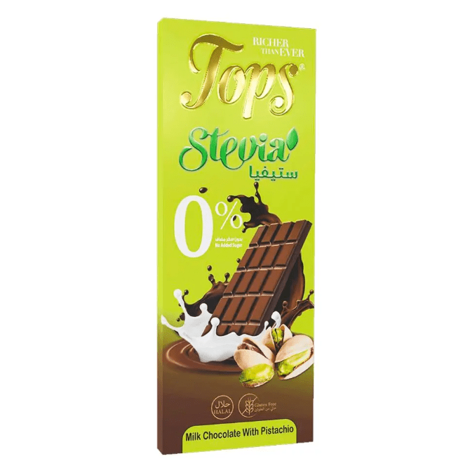 Tops Chocolate Bar Milk with Pistachio Sugar - Free Pack 12 X 50g - 2kShopping