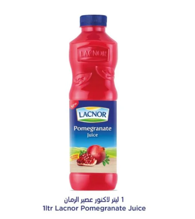 Lacnor 100% Pomegranate 1L | لاكنور عصير الرمان