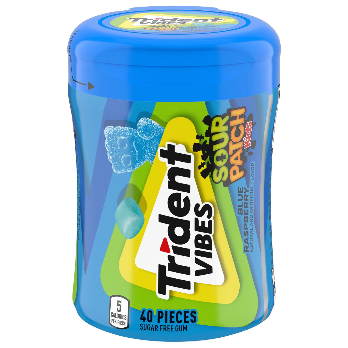 Sour Patch Trident Vibes Sugar Free Gum Raspberry 40 Pieces|ساور باتش ترايدنت فايبس علكة الخالية من السكر بنكهة التوت - 2kShopping