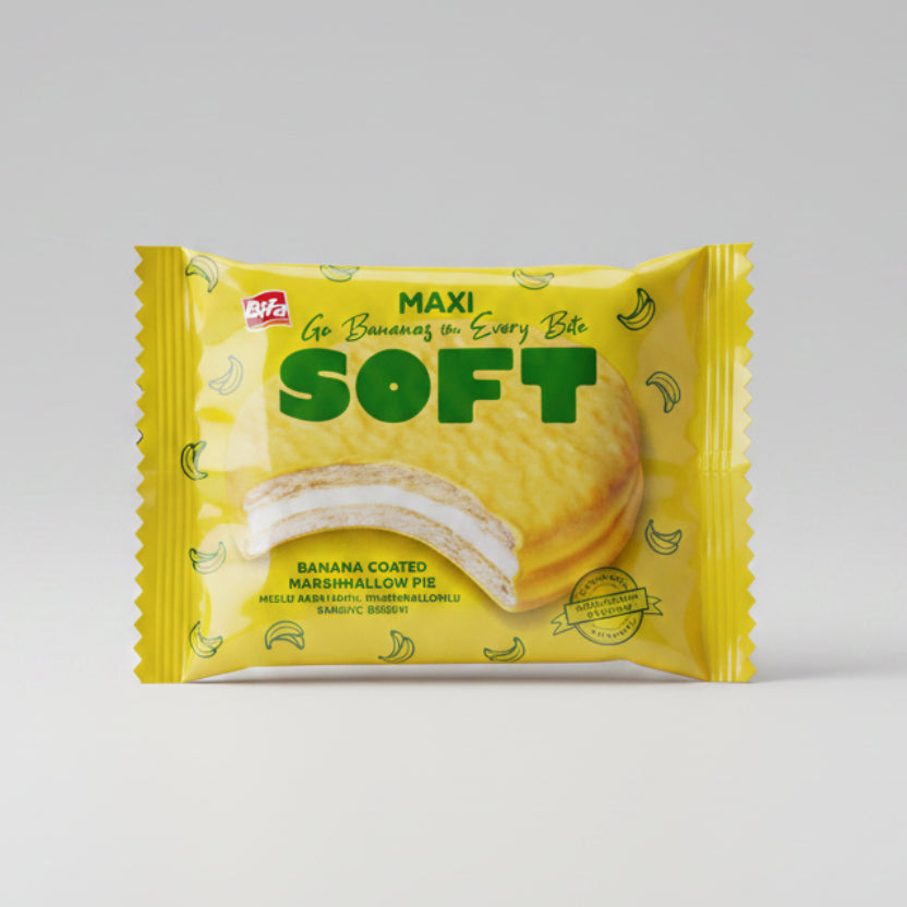 Bifa Soft Banana Coated Marshmallow Pie 55gm