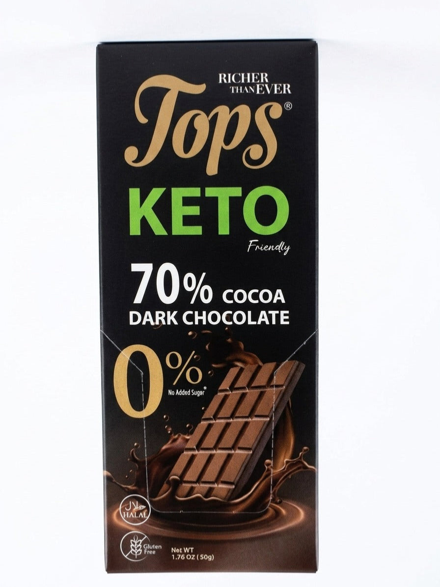 Tops 70% Cocoa Dark Chocolate Keto Sugar Free 50g