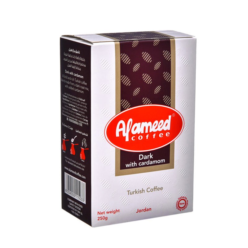 Al Ameed Turkish Dark Coffee with Cardamom Box 20 X 250g | بن العميد قهوة غامقة بالهيل - 2kShopping