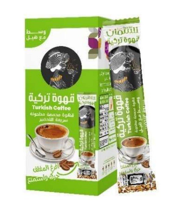 Al Samman Instant Turkish Coffee with Cardamom 10*7g | قهوة تركية سريعة التحضير اصابع 7 غرام ( مع هيل ) - 2kShopping