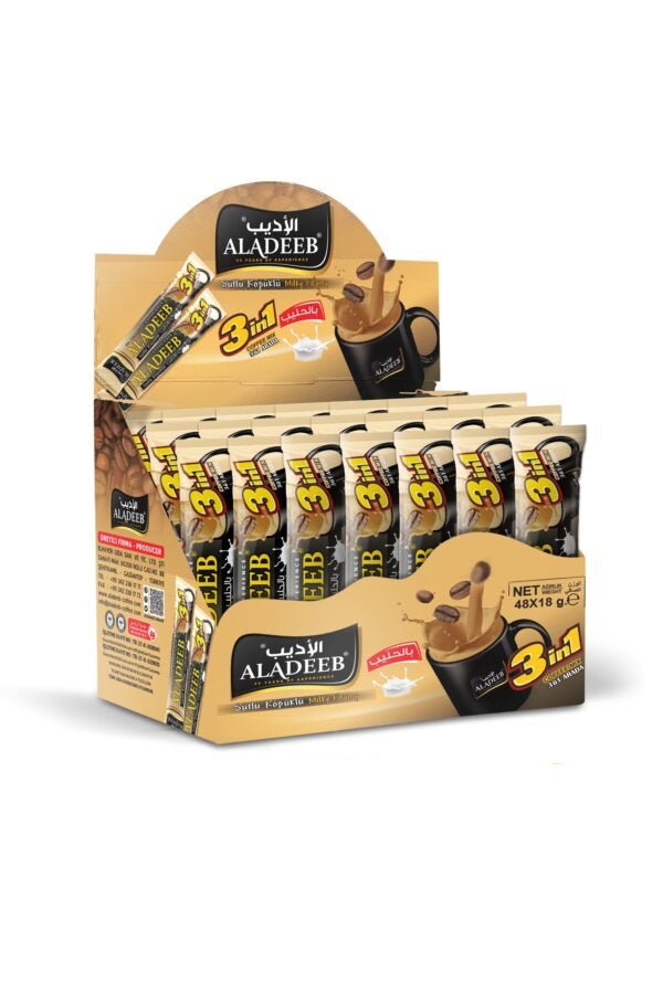 Aladeeb 3 in 1 Milky Foamy Coffee Mix Box of 12 x 24x18g - 2kShopping