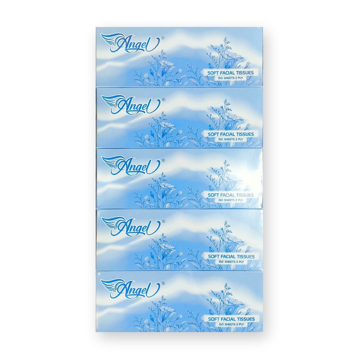 Angel Super Soft Facial Tissue 5x150 Sheets | أنجل مناديل وجه - 2kShopping