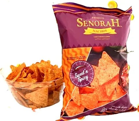 Senorah Nachos Trotilla Sweet & Spicy Chips Box 10x200g | رقائق الناتشوز تورتيلا الحلو الحار - 2kShopping