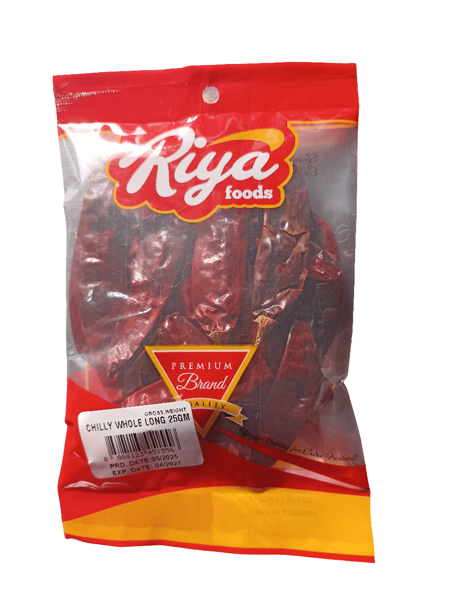 Riya Foods Chilly Whole Long 25g | ريا فلفل احمر كامل طويل - 2kShopping