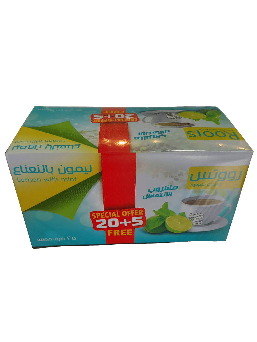 Roots Lemon w/ MintTea Special Offer 20+5 Envelopes Free ( 04/2028)/روتس شاي ليمون مع نعنع - 2kShopping