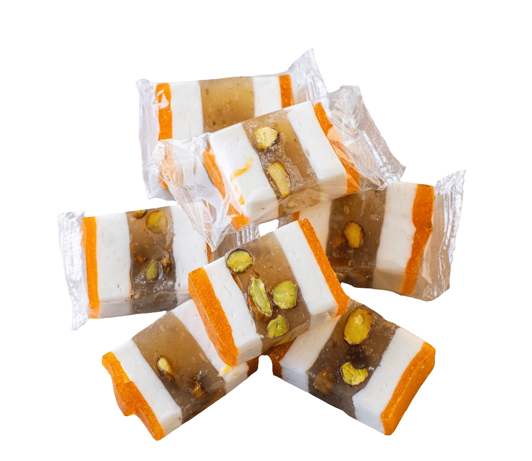Malban Pieces with Pistachio Topped with Cream & Apricot Paste 1Kg | قطع الملبن بالفستق الحلبي والكريمة وقمر الدين - 2kShopping