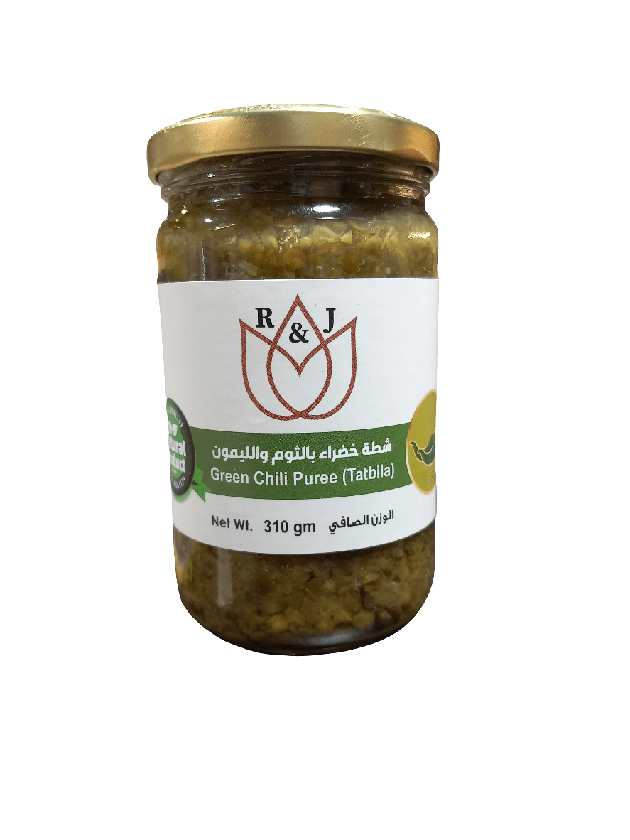 R&J Green Chili Puree with Garlic & Lemon 310g | آر آند جي شطة خضراء بالثوم والليمون - 2kShopping