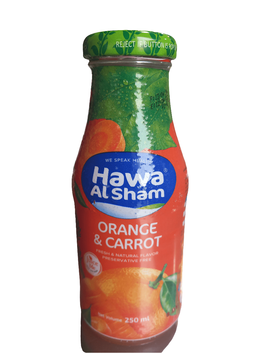 Hawa Al Sham Orange & Carrot Juice 250ml | هوى الشام عصير برتقال وجزر - 2kShopping