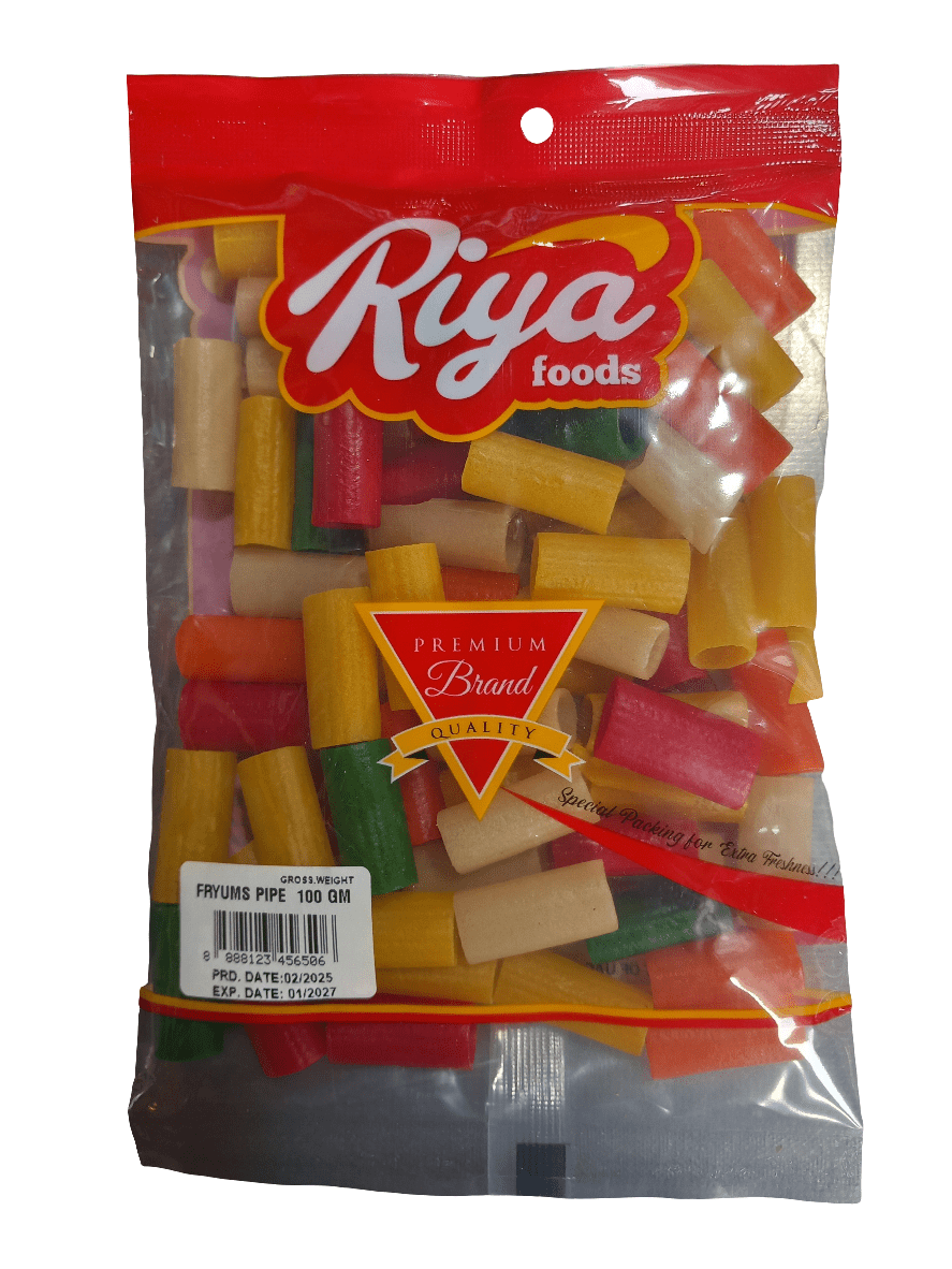 Riya Foods Fryums Pipes 100g | ريا معكرونة اسطوانية للقلي - 2kShopping