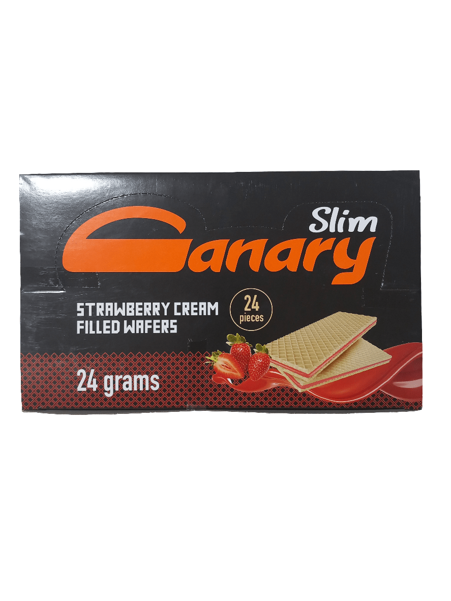 Canary Wafer with Strawberry Cream 24 x 24g | بسكويت كناري صغير - 2kShopping