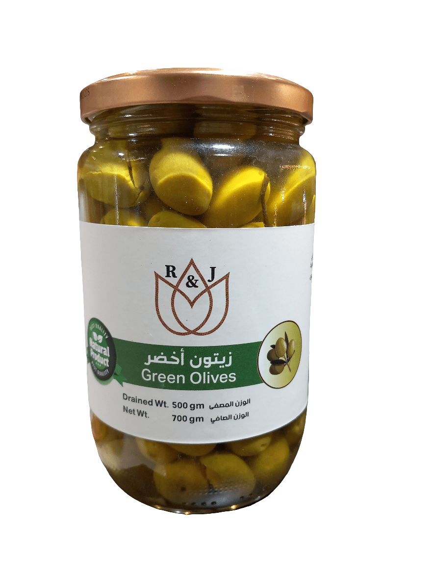 R&J Gourmet Green Olives 700g | آر آند جي زيتون اخضر - 2kShopping