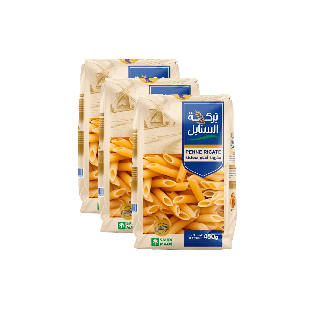 Baraka Al - Sanabel Penne Rigate Pasta 450g x 3 | بركة السنابل معكرونة أقلام مخططة - 2kShopping