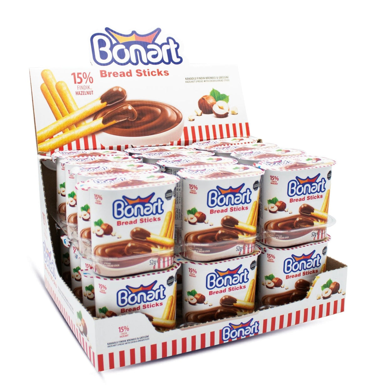 Bonart Breadsticks With Hazelnut Cream 24 X 52g | بونارت أصابع خبز مع كريمة البندق - 2kShopping
