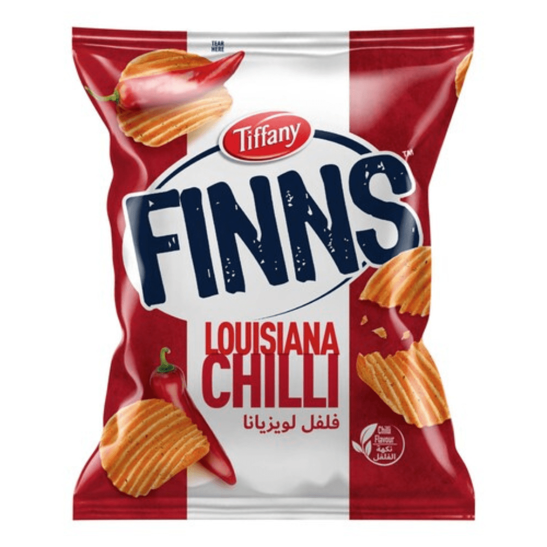 Tiffany Finns Chips Louisiana Chili 12g | تيفاني شيبس بالفلفل الحار - 2kShopping