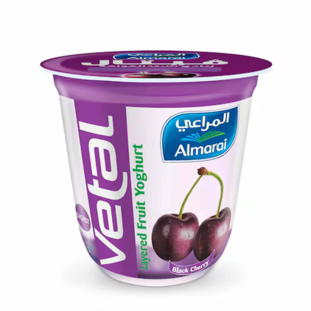 Almarai Vetal Black Cherry Yoghurt 140g | زبادي فيتال بالكرز الاسود