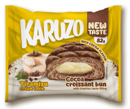 Karuzo Croissant Bun Tiramisu 82g | كعك الكرواسان محشي بكريمة التيراميسو - 2kShopping
