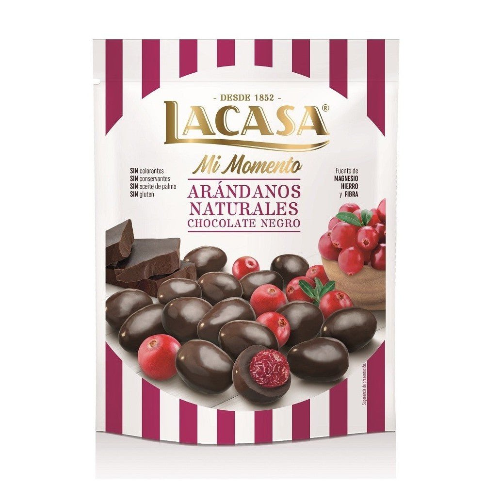 Lacasa Dark Chocolate Cranberries 125g | لاكازا شوكولاتة غامقة بالتوت البري - 2kShopping