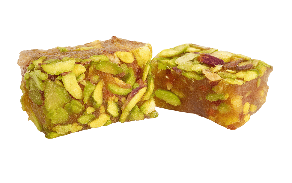 Malban Pieces Extra Topped with Pistachio 4cm 1Kg | قطع الملبن بالفستق ومغطاة بشرائح الفستق - 2kShopping