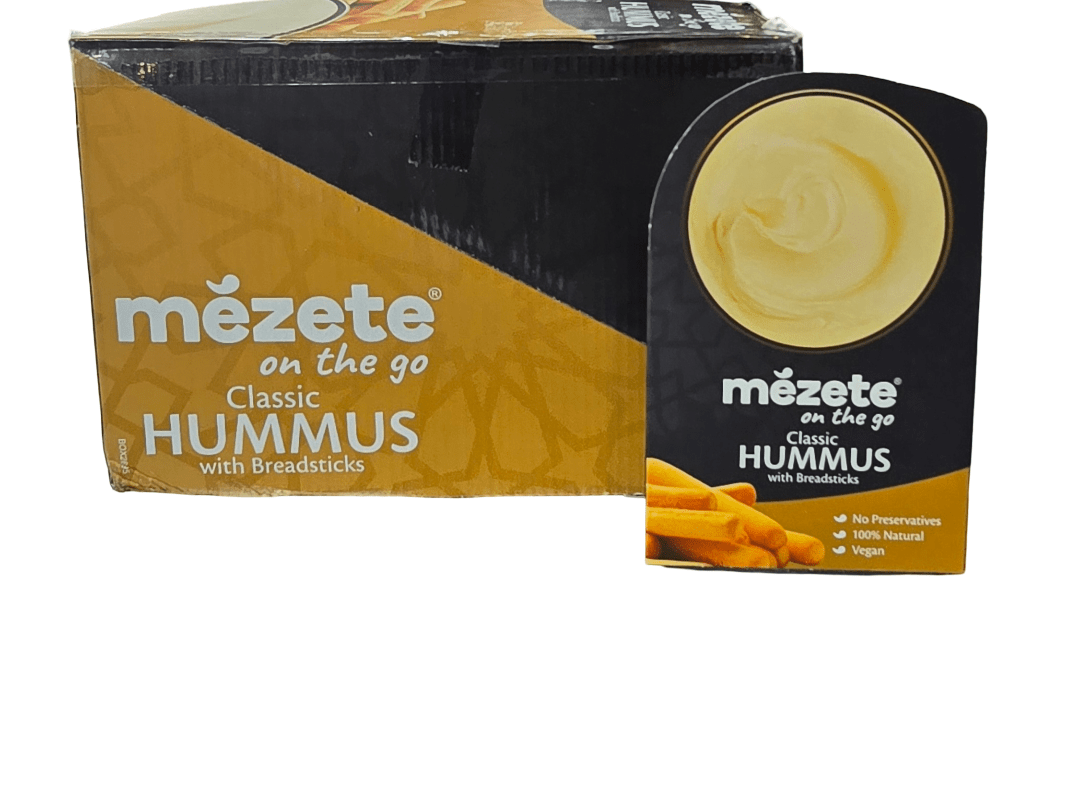 Mezete On The Go Classic Hummus with Bread Sticks Box 6 x 92g | مزيت حمص كلاسيك مع عيدان كعك - 2kShopping