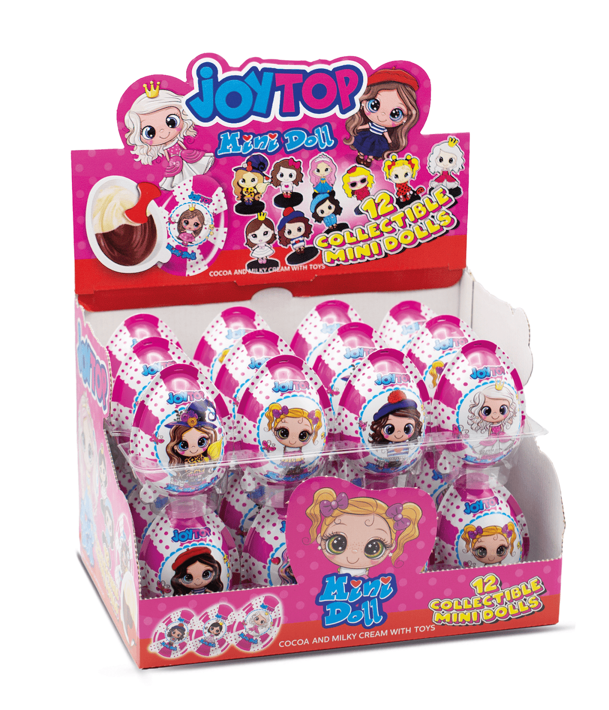 Joytop Egg Mini Doll Chocolate Cream with Surprise Toy 24 x 20g | جوي توب بيضة صغيرة بكريمة الشوكولاتة مع لعبة - 2kShopping