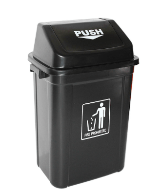Moonlight Dustbin 30L Black Push Type | سلة قمامة بلاستيكية - 2kShopping