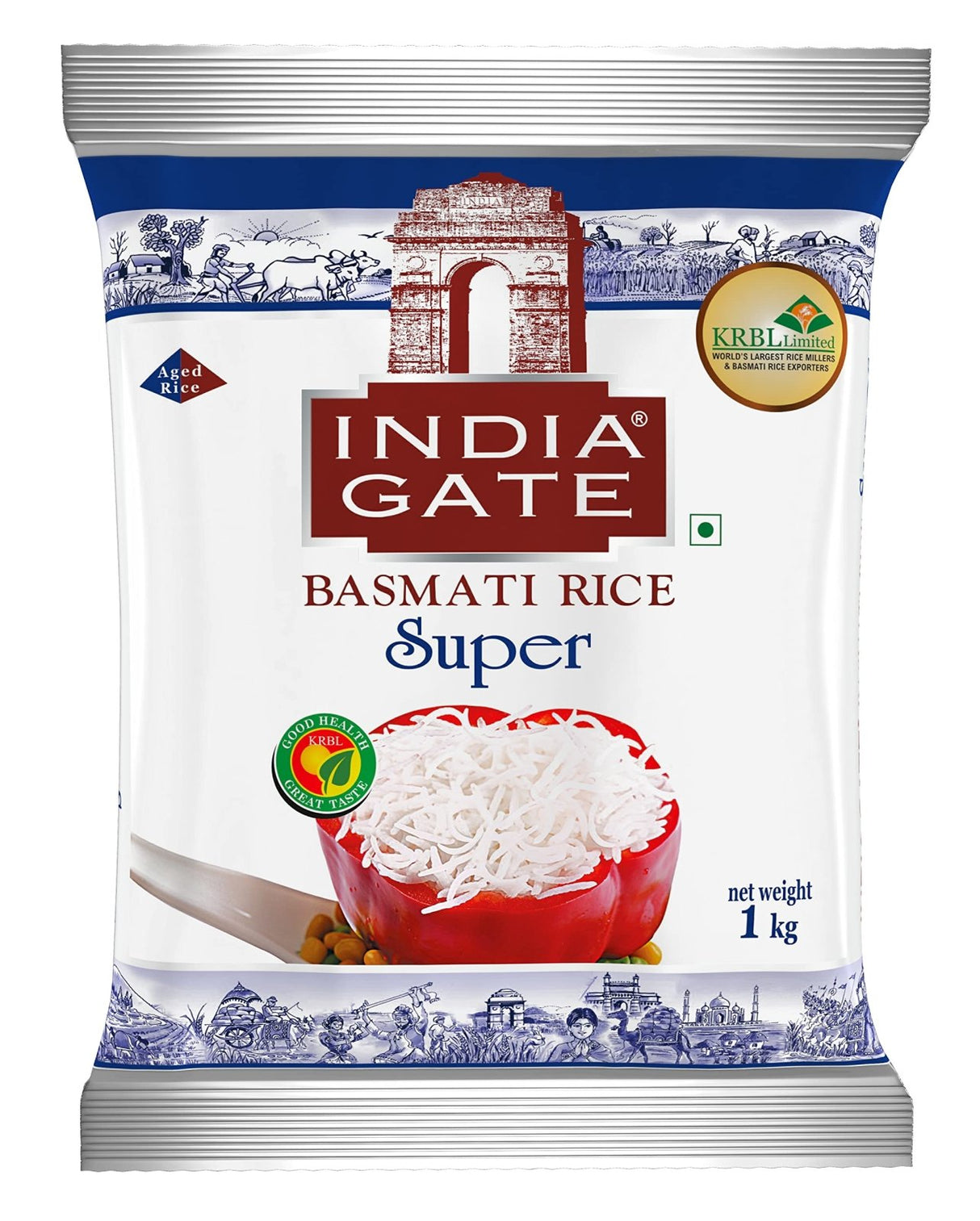 India Gate basmati Rice Super 1 kg | إنديا جيت أرز بسمتي سوبر - 2kShopping